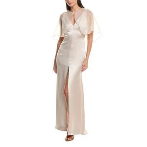Amsale Womens  Satin Gown, Beige
